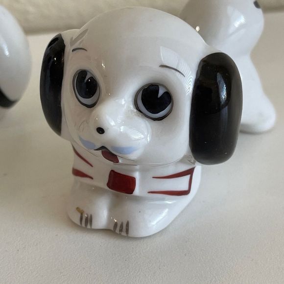 Vintage Anthropomorphic Dog Puppy Googly Big Eye Japan Figurine Kitsch Set Of 3 - Picture 4 of 10